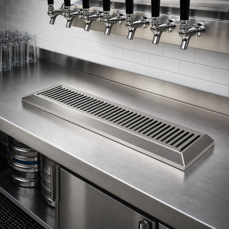 Product image #2 for Micro Matic Surface-Mount Stainless Steel Drip Tray Trough with 1/2-Inch Drain, 16 x 6-1/2 Inches