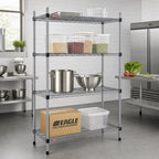 Thumbnail image #2 for Eagle Group Valu-Master F2QA2-74-1836V Quad-Adjust 4-Tier Wire Shelving Starter Unit, 36 x 18 x 74 in, Pewter Gray Epoxy