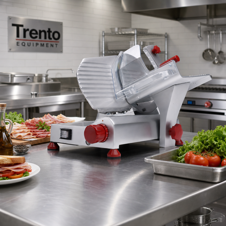 Product image #2 for Trento 8-Inch Manual Gravity Feed Commercial Meat Slicer, 1/5 HP, 110V, Belt-Driven