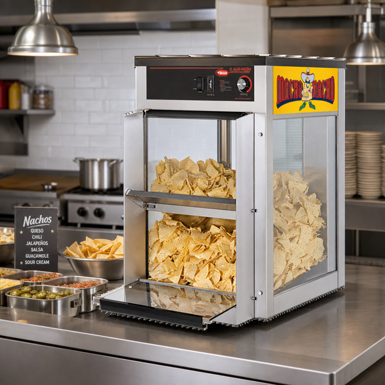 Product image #2 for Hatco Macho Nacho® Front-Loading Chip Warmer and Display Cabinet, 25 lb. Capacity