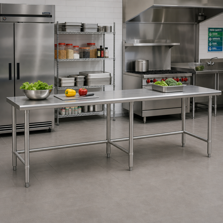 Product image #2 for Eagle Group Budget Series Flat Top Stainless Steel Work Table, 120 Inch W x 24 Inch D