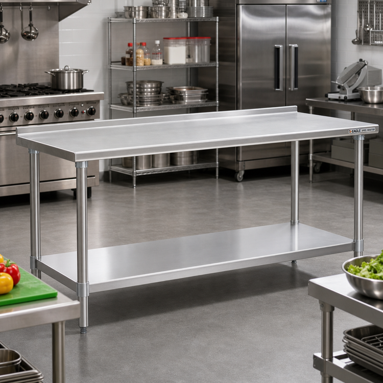 Product image #2 for Eagle Spec-Master 84-Inch x 30-Inch Stainless Steel Work Table with 1-1/2-Inch Rear Up-Turn and Undershelf