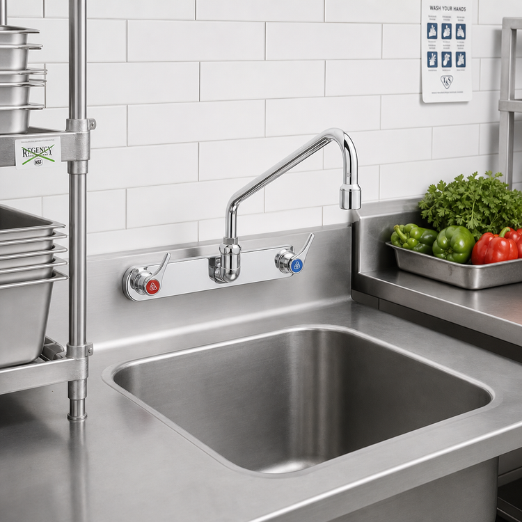 Product image #2 for T&S Brass B-1128-CR Wall-Mount Workboard Faucet with 8-Inch Centers, 12-Inch Convertible Swing Spout, 2.2 GPM Aerator