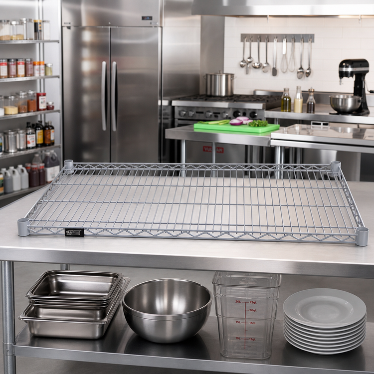 Product image #2 for Quantum 72"W x 21"D Gray Epoxy Antimicrobial Wire Shelf