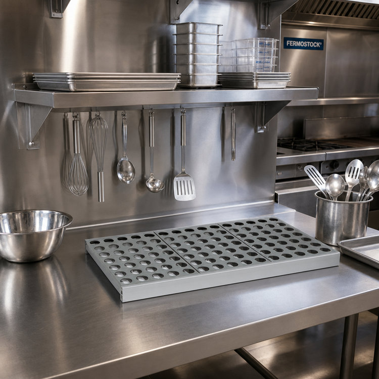 Product image #2 for Fermostock 31 Inch W x 22 Inch D Horizontal Vented Anodized Aluminum Shelf with Removable Polymer Inserts