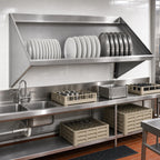 Thumbnail image #2 for Eagle Group 605382-X 63-Inch Wall-Mounted Solid Slanted Dish Table Rack Shelf, Left Drip Tube, 304 Stainless Steel
