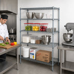 Thumbnail image #2 for Quantum WR54-1442GY Wire Shelving Starter Unit, 42"W x 14"D x 54"H, 4 Shelves, Gray Epoxy Finish