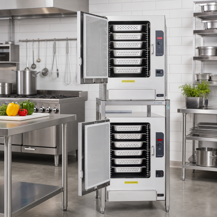 Product image #1 for Cleveland Range Open Stainless Steel Double-Stack Equipment Stand for SteamChef Countertop Steamers