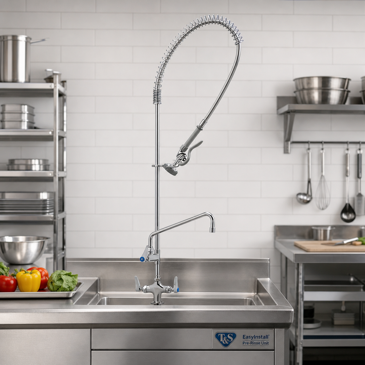 Product image #2 for T&S Brass EasyInstall Single-Hole Deck-Mount Pre-Rinse Unit with 12-Inch Add-On Faucet