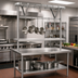 Thumbnail image #2 for Eagle Group TM72PR Stainless Steel Triple-Bar Table-Mounted Pot Rack for 72-Inch Tables