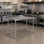 Thumbnail image #9 for Klinger's Trading NBSG2484 84-Inch 18/430 Stainless Steel Open Base Work Table with 2-Inch Rear Up-Turn