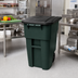 Thumbnail image #2 for Rubbermaid Commercial BRUTE 50 Gallon Roll-Out Trash Container with Hinged Lid, Green