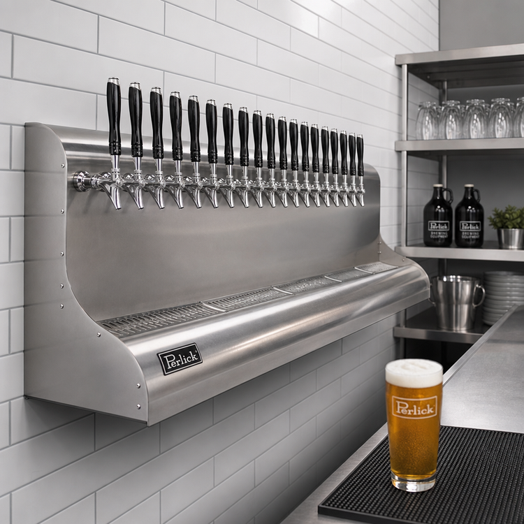 Product image #2 for Perlick 4076BK18 18-Faucet Modular Wall-Mount Glycol-Cooled Draft Beer Dispensing Tower