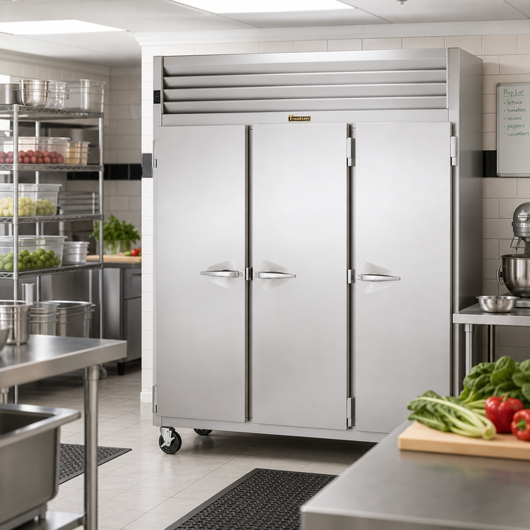 Product image #2 for Traulsen Spec-Line 86-Inch Wide 3-Section Remote Reach-In Freezer with Full-Height Solid Doors, 79 Cu. Ft., Stainless Steel, 115V