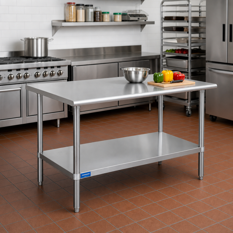 Product image #2 for Sapphire Manufacturing 48-Inch x 30-Inch 18-Gauge 400-Series Stainless Steel Work Table with Adjustable Undershelf