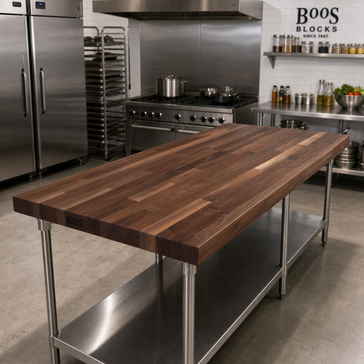 Product image #2 for Boos Block 96 Inch x 30 Inch American Black Walnut Blended Edge Grain Kitchen Countertop with Varnique Finish