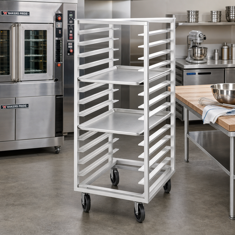 Product image #2 for Channel Double-Section Side-Loading Aluminum Oven Rack, 40-Pan Capacity, No Lift