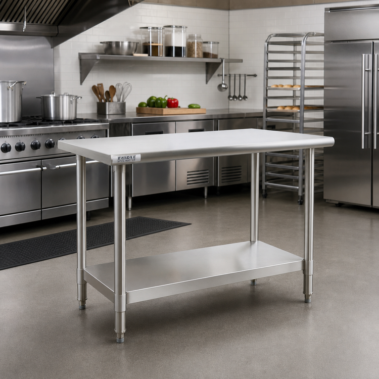 Product image #2 for Eagle Spec-Master 48-Inch x 30-Inch Flat Top Stainless Steel Work Table with Adjustable Undershelf