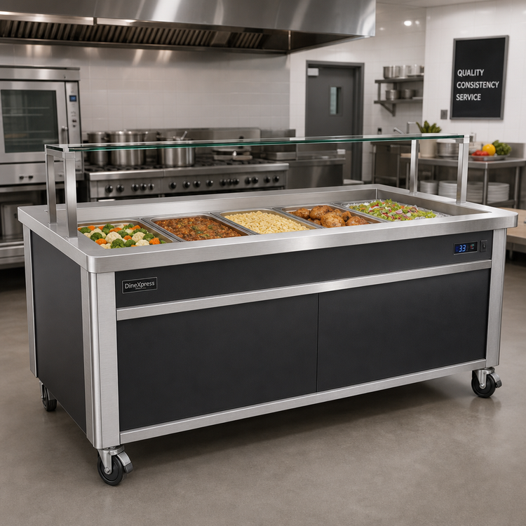 Product image #2 for DineXpress DXP5HCI 74" 5-Pan Mobile Hot and Ice Cold Food Serving Counter