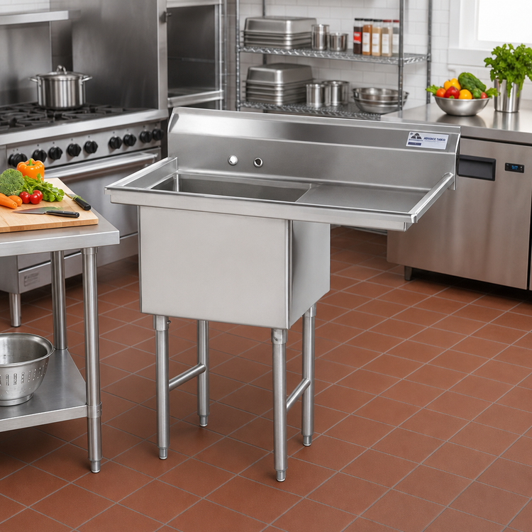 Product image #2 for Advance Tabco Special Value Series 1-Compartment Fabricated Sink with 24-Inch Right Drainboard