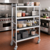 Thumbnail image #2 for Fermostock 4-Tier Mobile Shelving Unit with Removable Polymer Inserts, 35W x 14D x 71H, Gray