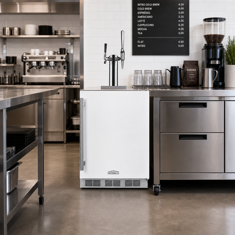 Product image #3 for Summit Appliance 24-Inch Wide ADA-Height Coffee Kegerator with Dual Tap Tower, Flat and Nitro Dispense, White