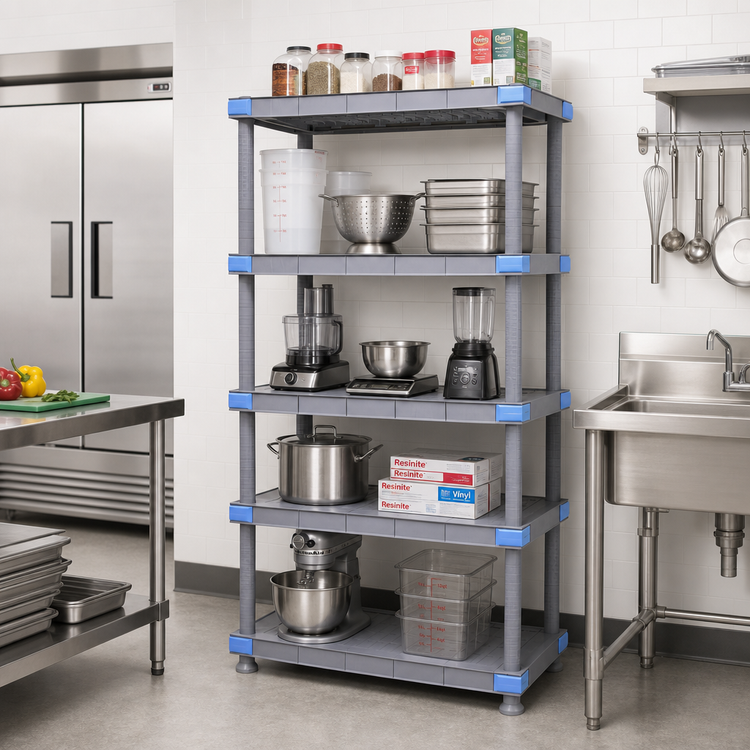 Product image #2 for Quantum Millenia 54-Inch x 18-Inch x 50-Inch Polymer Shelving Unit with 5 Solid Shelves