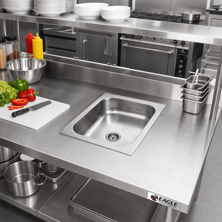 Product image #2 for Eagle Group Weld-In Single-Compartment Deep-Drawn Stainless Steel Sink, 14" x 16" x 9-1/2" Bowl