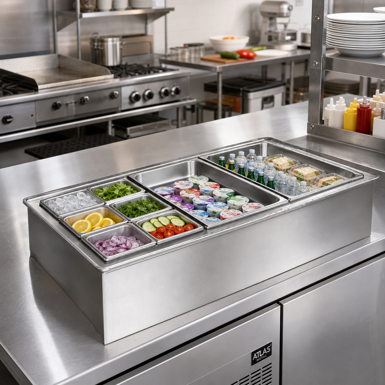 Product image #2 for Atlas Metal WICD-6 6-Pan Deep Drop-In Iced Cold Food Well