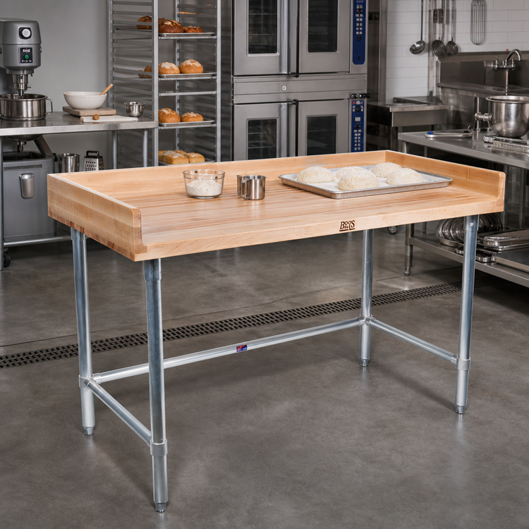 Product image #2 for John Boos 60 Inch x 24 Inch Baker's Top Maple Work Table with Stainless Steel Legs