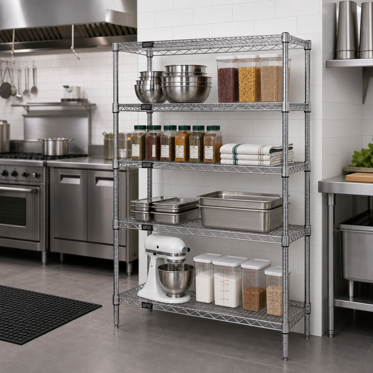Product image #2 for Quantum 36-Inch x 36-Inch x 54-Inch Wire Shelving Starter Kit, 4-Shelf, 304 Stainless Steel