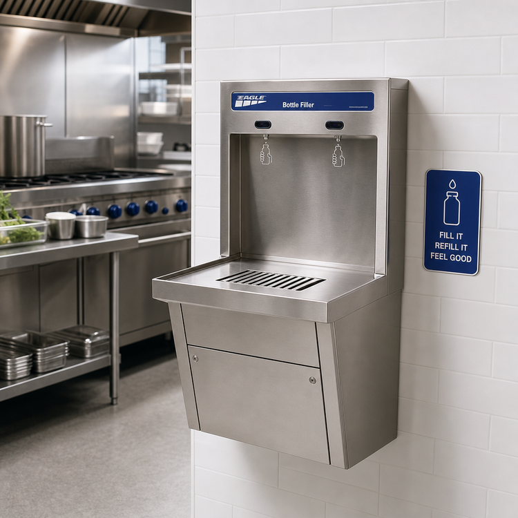 Product image #2 for Eagle Group Wall-Mounted Double Electronic-Eye Bottle Filler Station with 10-Inch Clearance