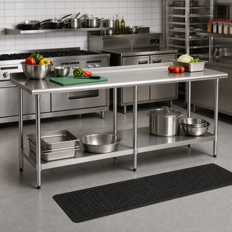 Product image #2 for Eagle Budget Series 120"W x 36"D 430 Stainless Steel Work Table with Rear Up-Turn and Undershelf