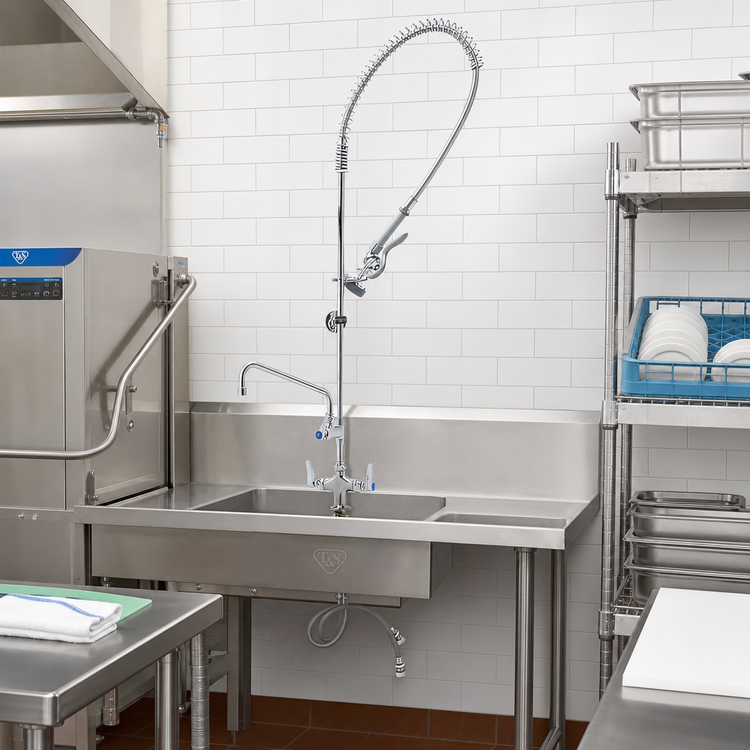 Product image #2 for T&S Brass EasyInstall Single-Hole Deck-Mount Pre-Rinse Unit with 10-Inch Add-On Faucet and 44-Inch Hose