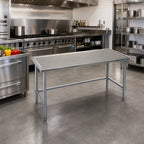 Thumbnail image #2 for Eagle Group Spec-Master T2448GTEM 48-Inch x 24-Inch Stainless Steel Work Table, 14-Gauge 300 Series Top, Box Marine Edge, Galvanized Open Base