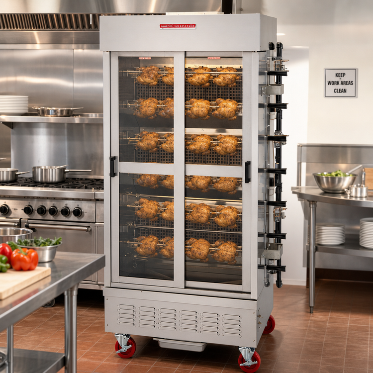 Product image #3 for American Range ACB-7 7-Spit Gas Rotisserie Oven with Tempered Glass Sliding Doors, 35-Chicken Capacity