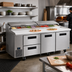Thumbnail image #2 for Hoshizaki Steelheart PR93B-D2 93-Inch Three-Section Pizza Prep Table with 2 Doors and 2 Drawers
