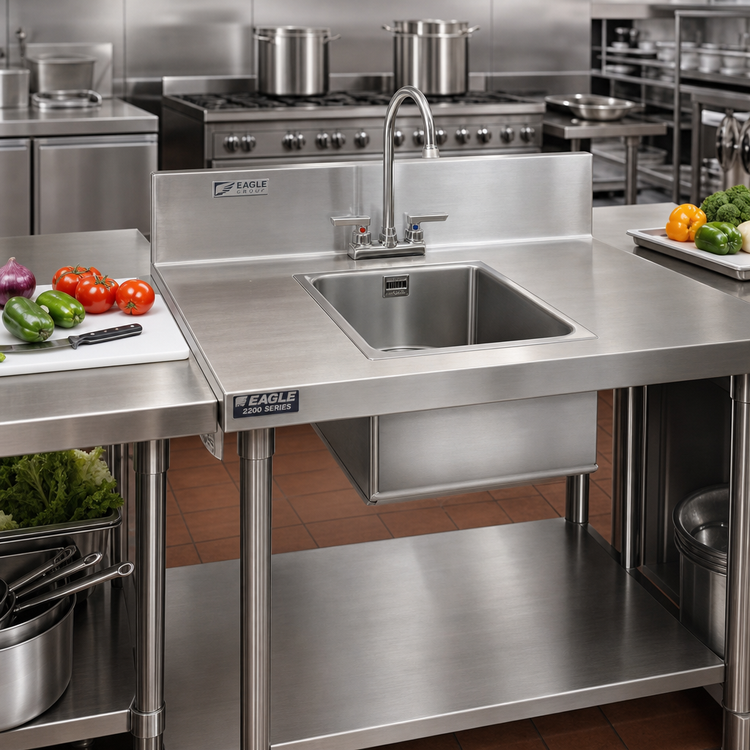 Product image #3 for Eagle Group 2200 Series 12 x 14 x 9-1/2 Inch Single Compartment Sink Bowl with Drain, Faucet and Overflow