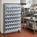 Thumbnail image #2 for Quantum Sloped Single-Sided Steel Pick Rack with 8 Shelves and 64 Clear Bins, 36 x 12 x 60 Inches