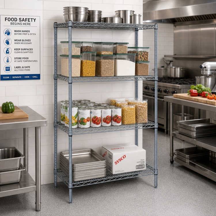 Product image #2 for Quantum Wire Shelving Starter Kit, 36 x 30 x 86 Inches, 4-Shelf, Gray Epoxy Antimicrobial Finish