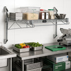 Thumbnail image #2 for Quantum WC14-CB1448GY Cantilever Wall-Mount Wire Shelf Kit, Single Shelf, 48"W x 14"D, Gray Antimicrobial Epoxy Finish, NSF