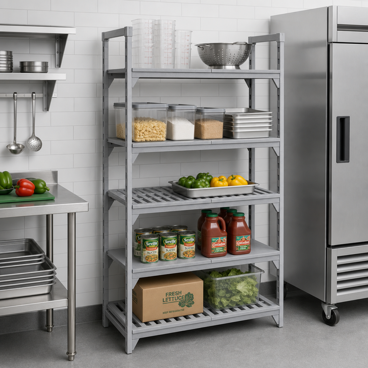 Product image #3 for Camshelving Premium 18" x 54" 5-Shelf Mixed Vented and Solid Shelf Kit, Speckled Gray