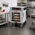Thumbnail image #3 for Metro HotBlox™ HBCN4-ACPS-UC 4-Pan Narrow Pass-Thru Undercounter Heated Holding Cabinet, Analog, Clear Front/Solid Rear Doors, 120V