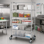 Thumbnail image #2 for Quantum M2436CG47-5 Mobile Wire Shelving Cart, 36"W x 24"D x 80"H, 5 Shelves, Chrome Finish