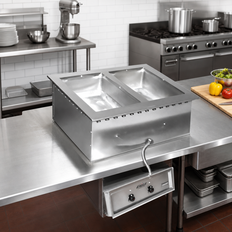 Product image #2 for Eagle Group SGDI-2-240T-D Two-Pan Drop-In Electric Hot Food Well with Drain