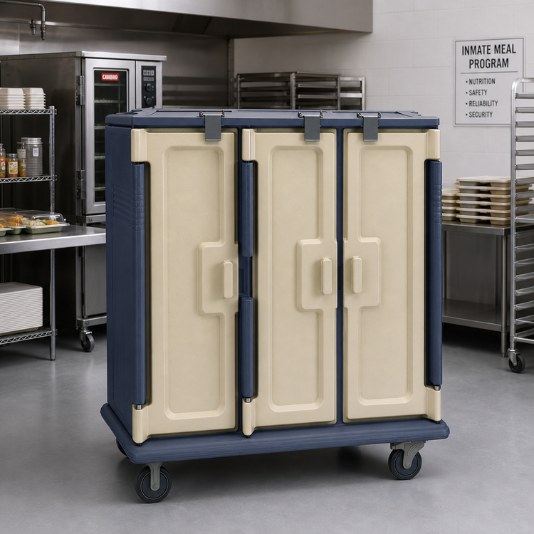 Product image #3 for Cambro Tall Profile 3-Door Insulated Meal Delivery Cart for Correctional Facilities, 60-Tray Capacity