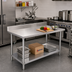 Thumbnail image #2 for Omcan Standard Series 48-Inch Stainless Steel Work Table with 4-Inch Backsplash and Undershelf