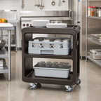 Thumbnail image #3 for Cambro SC225S131 3-Shelf Open-Side Polyethylene Bus Cart, 390 lb Capacity, Dark Brown