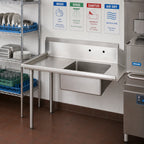 Thumbnail image #2 for BK Resources BKSDT-48-L 48-Inch Straight Left-to-Right Soiled Dish Table, 20 x 20 x 8-Inch Sink, 10-Inch Backsplash, 18-Gauge 304 Stainless Steel