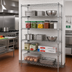 Thumbnail image #2 for Quantum 5-Shelf Stationary Wire Shelving Starter Kit, 72
